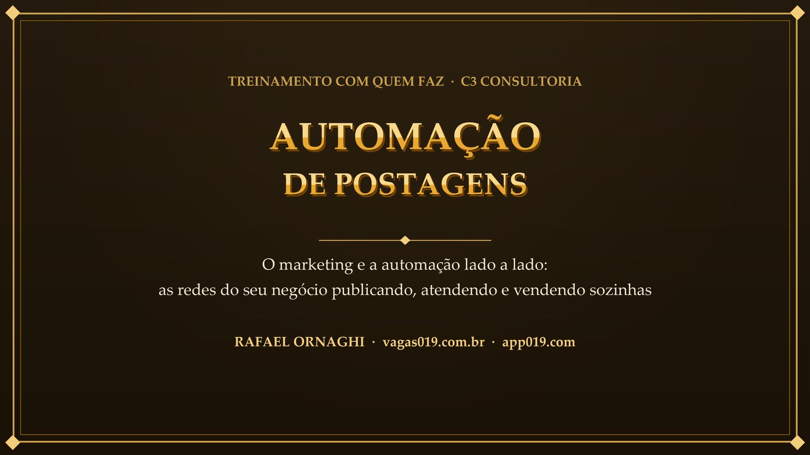 Slide 1 de 8: Automação de Postagens — o marketing e a automação lado a lado