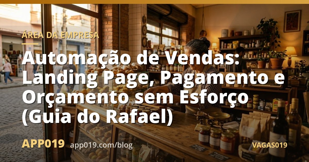 Automação de Vendas: Landing Page, Pagamento e Orçamento sem Esforço (Guia do Rafael)
