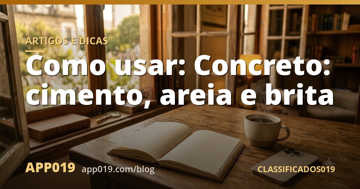 Como usar: Concreto: cimento, areia e brita