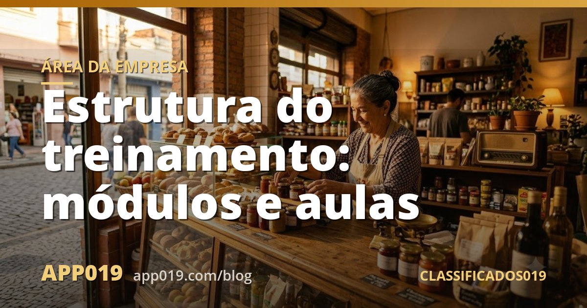 Estrutura do treinamento: módulos e aulas