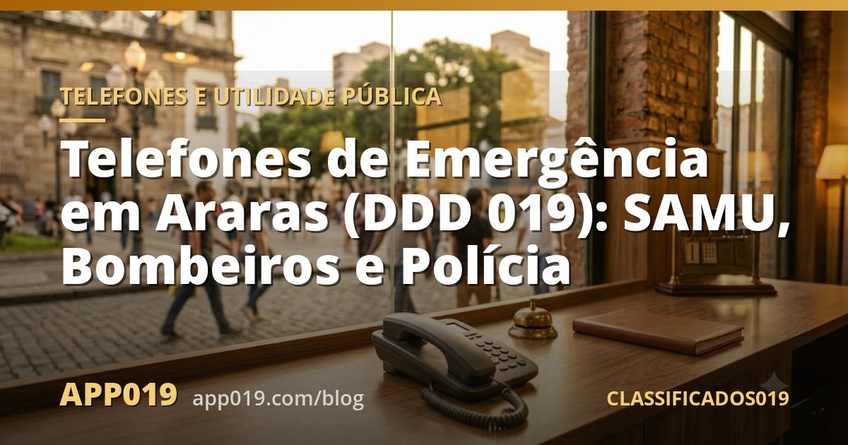 Telefones de Emergência em Araras (DDD 019): SAMU, Bombeiros e Polícia