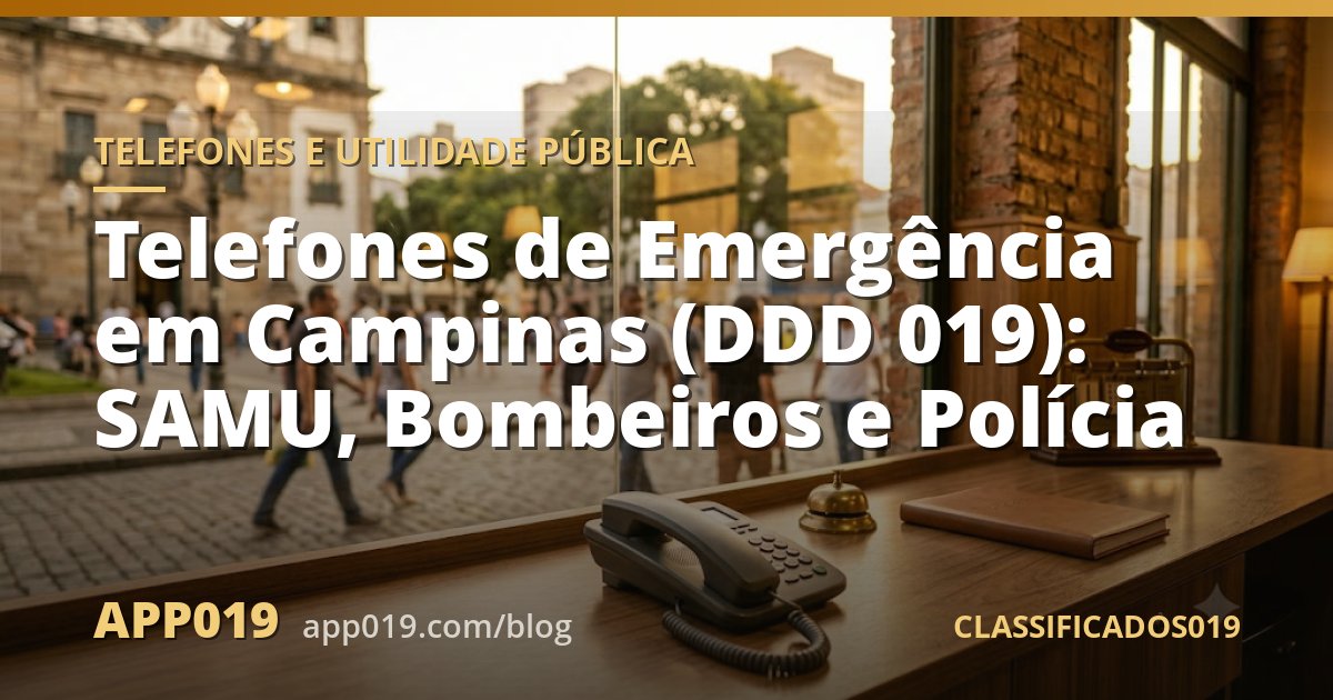 Telefones de Emergência em Campinas (DDD 019): SAMU, Bombeiros e Polícia