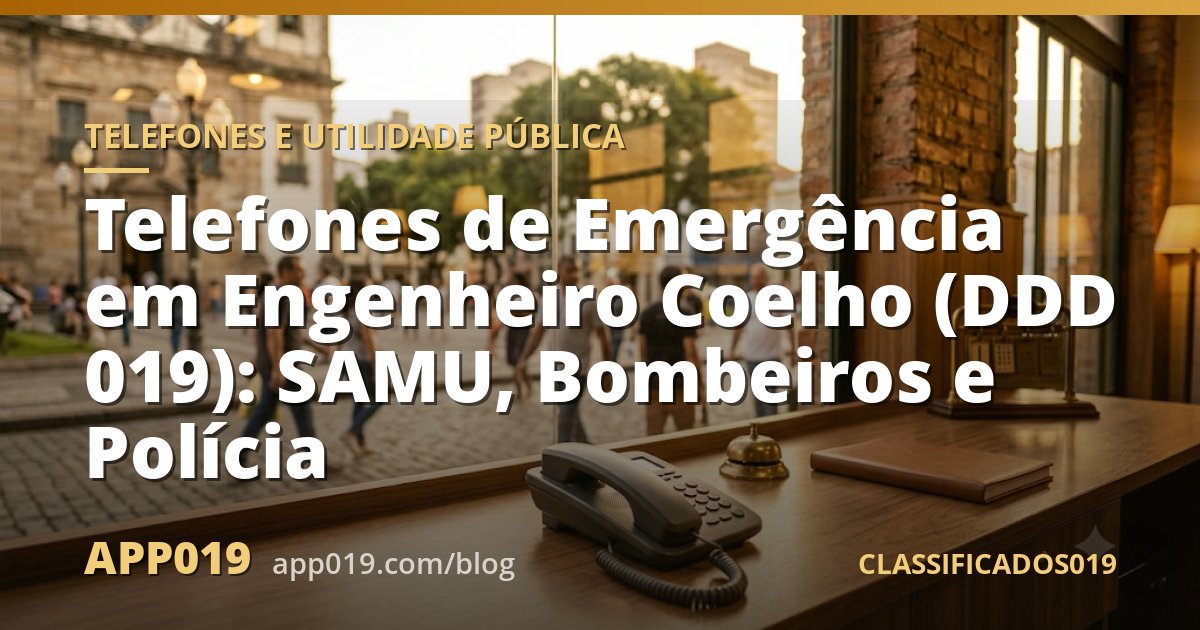 Telefones de Emergência em Engenheiro Coelho (DDD 019): SAMU, Bombeiros e Polícia