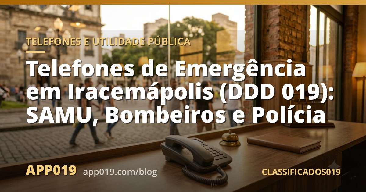 Telefones de Emergência em Iracemápolis (DDD 019): SAMU, Bombeiros e Polícia