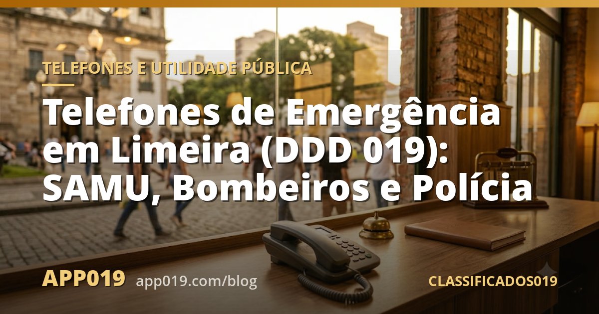 Telefones de Emergência em Limeira (DDD 019): SAMU, Bombeiros e Polícia