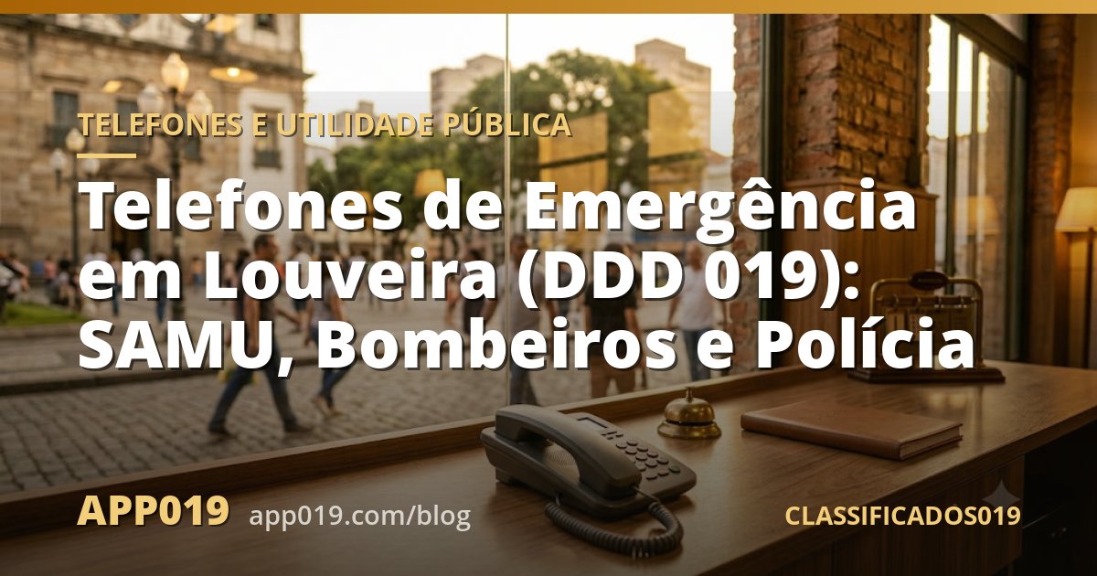 Telefones de Emergência em Louveira (DDD 019): SAMU, Bombeiros e Polícia