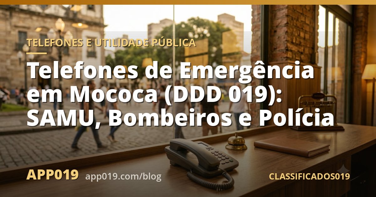 Telefones de Emergência em Mococa (DDD 019): SAMU, Bombeiros e Polícia