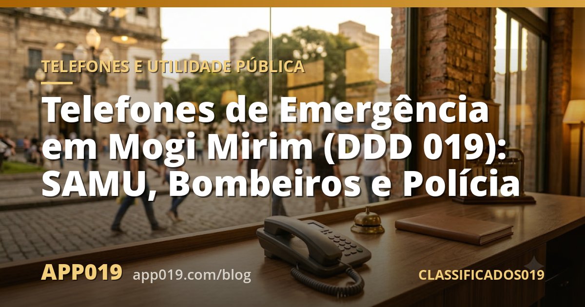 Telefones de Emergência em Mogi Mirim (DDD 019): SAMU, Bombeiros e Polícia