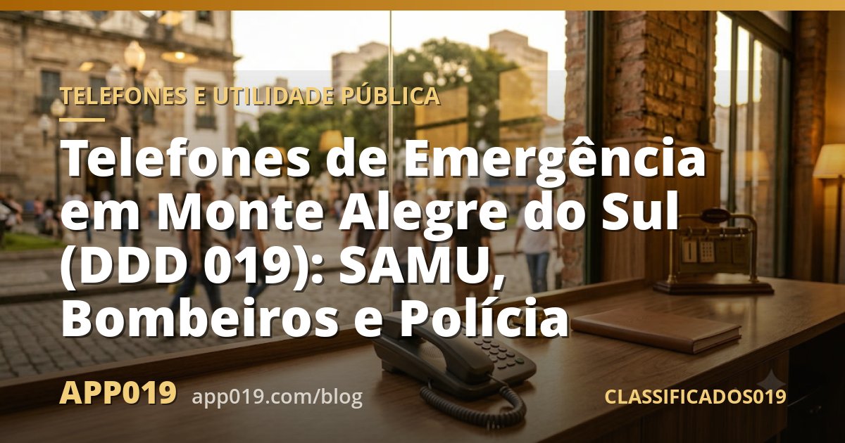 Telefones de Emergência em Monte Alegre do Sul (DDD 019): SAMU, Bombeiros e Polícia