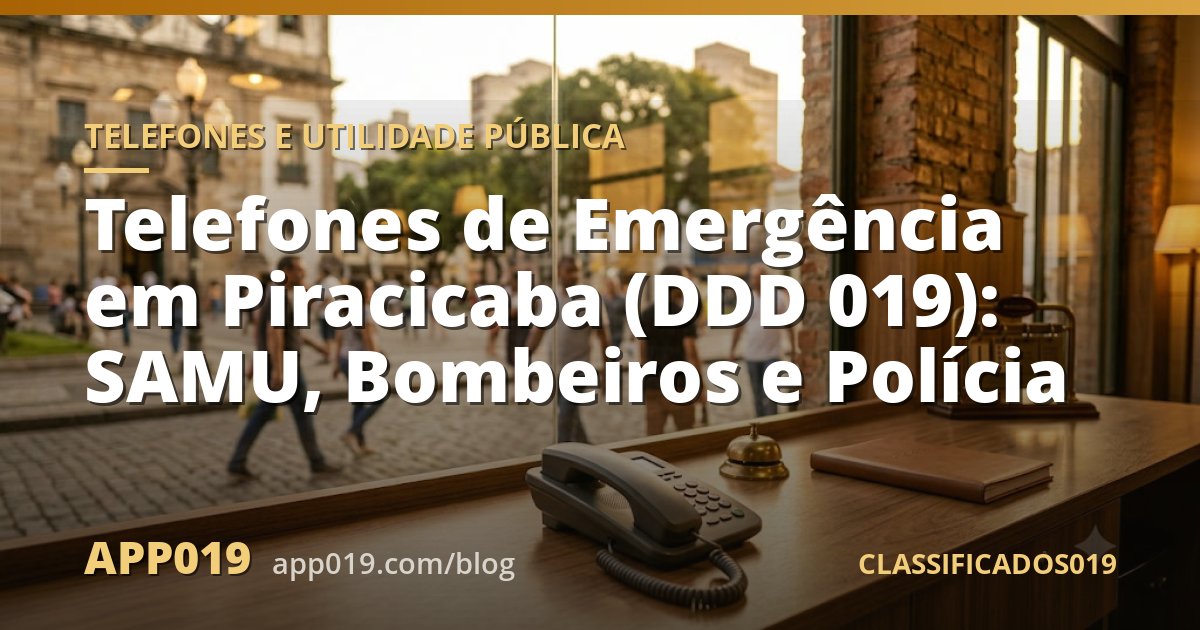 Telefones de Emergência em Piracicaba (DDD 019): SAMU, Bombeiros e Polícia