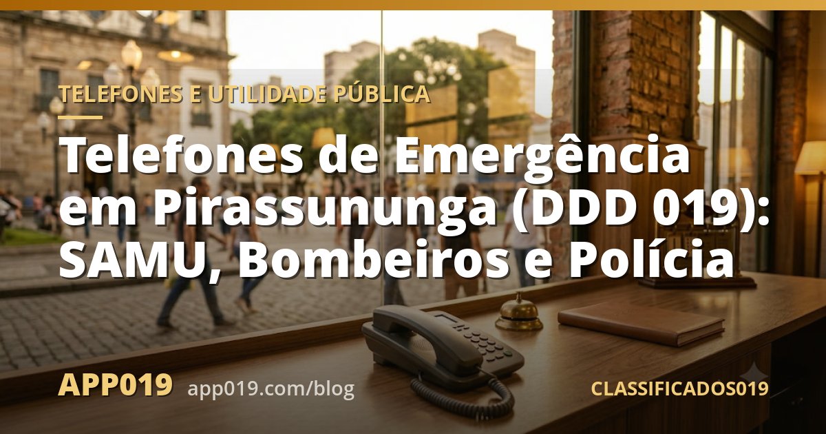 Telefones de Emergência em Pirassununga (DDD 019): SAMU, Bombeiros e Polícia
