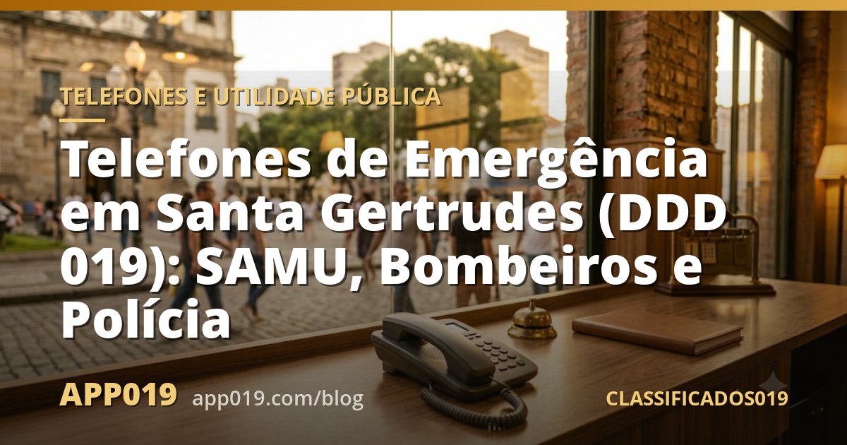 Telefones de Emergência em Santa Gertrudes (DDD 019): SAMU, Bombeiros e Polícia