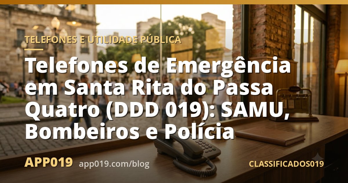 Telefones de Emergência em Santa Rita do Passa Quatro (DDD 019): SAMU, Bombeiros e Polícia