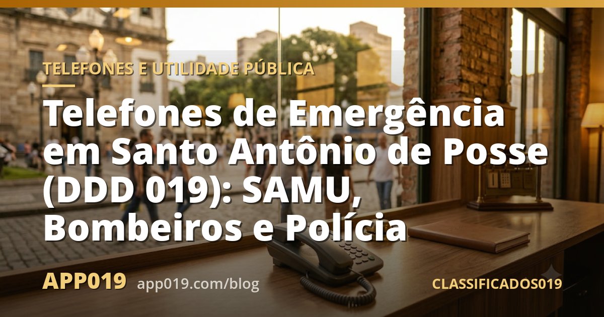 Telefones de Emergência em Santo Antônio de Posse (DDD 019): SAMU, Bombeiros e Polícia