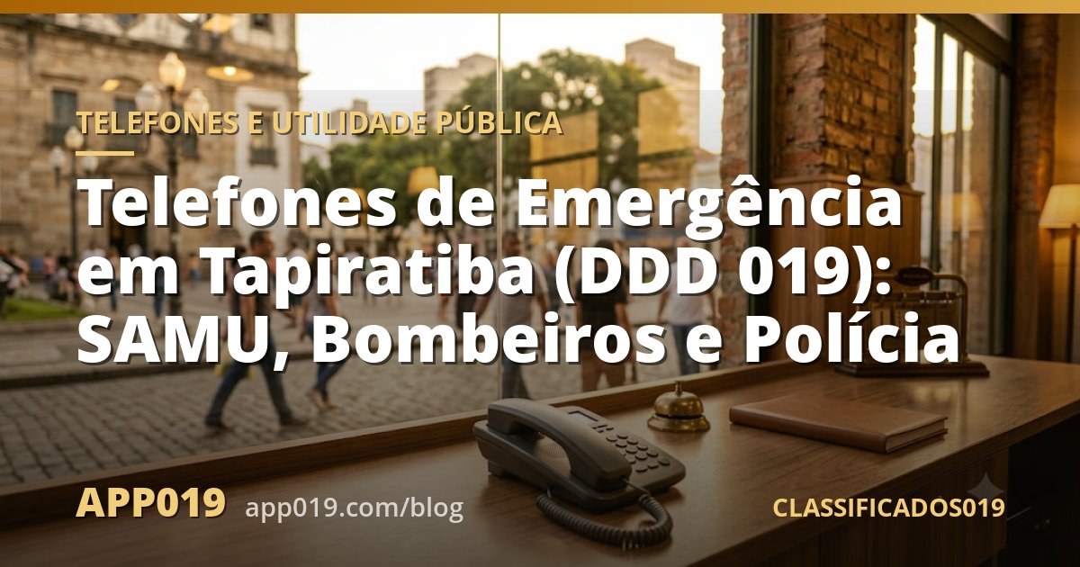 Telefones de Emergência em Tapiratiba (DDD 019): SAMU, Bombeiros e Polícia
