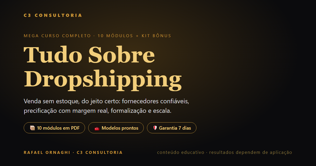 Capa do curso Tudo Sobre Dropshipping